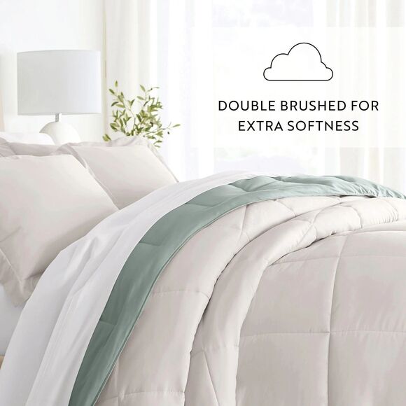 Kaycie Gray Fashion 3PC Reversible Comforter Set - All Season Down Queen Size - Picture 13 of 16